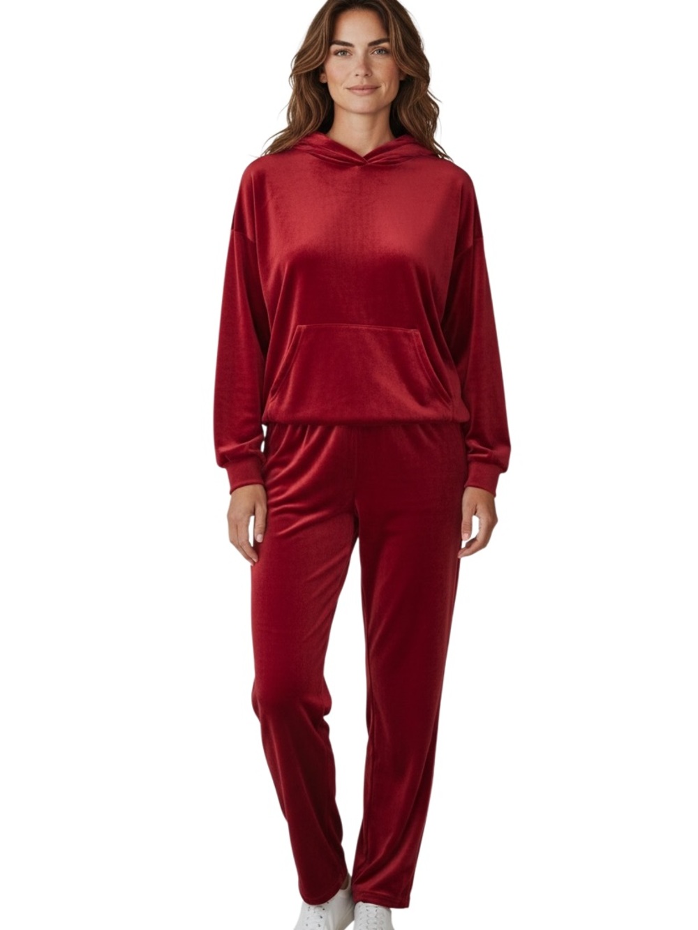 Source Unknown Deep Red Velour Hoodie & Jogger Set